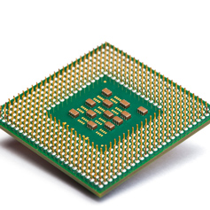 CPU chip on white background